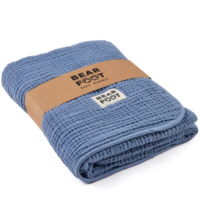 Babydeken mousseline fleece zacht - blauw